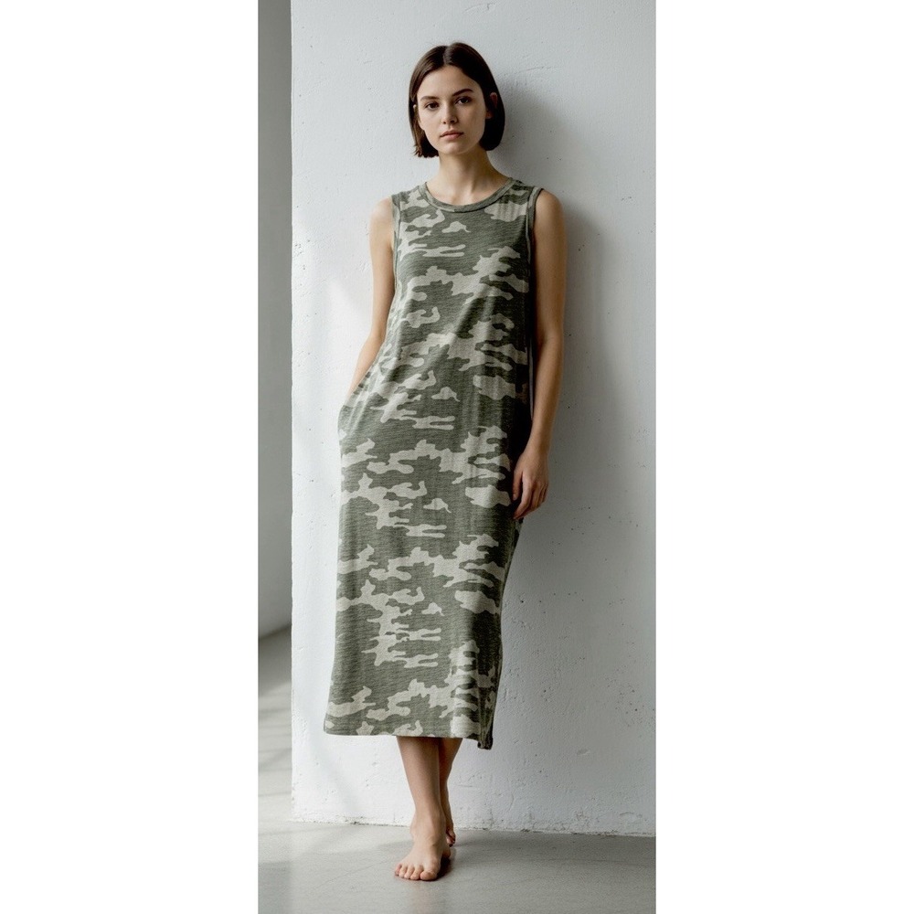 Women's size XS green Cami Camouflage Dress sleeveless 100% Cotton